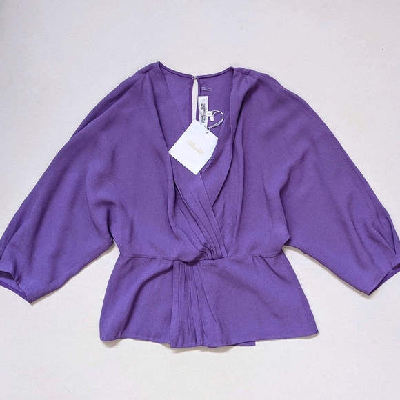 Diane Von Furstenberg Purple Crepe Wrap Blouse - Picture 3 of 8